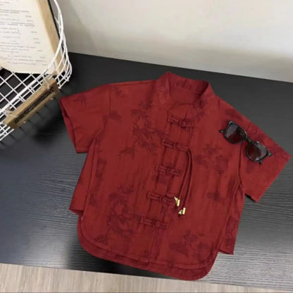 Chidren Clothing Set Casual Boys Summer Chinese Style Short Sleeve Shirt Shorts 2 PCs Set Kids Chinese Traditional Clothing