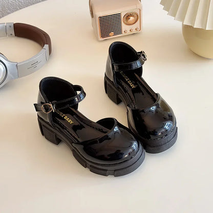 Children Leather Shoes for Girls New Fashion French Style Soft Anti-slippery Versatilel Chic Princess Mary Jane Shoe