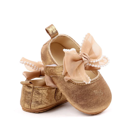 Baby Shoes Girl Baby Cute Bow PU Princess Shoes Soft Cloth Sole Comfortable Walking Shoes Spring and Autumn Sweet Design