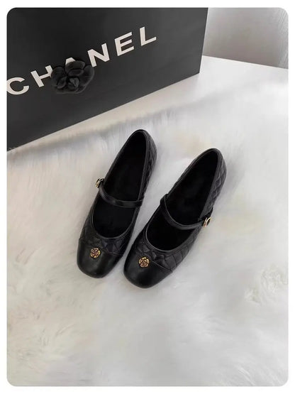Spring and Autumn temperament commuting shallow mouth single shoe square toe Mary Zhen single shoe women