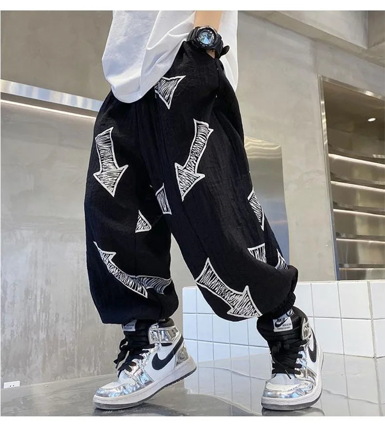 Children's Summer Set Korean Version Boy Hip Hop Loose Short Sleeve T-shirt Casual Mosquito Pants 2-piece Set