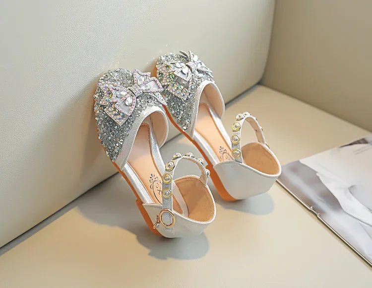 New Children Princess Shoes for Girls Bowtie Glitter Children Baby Dance Shoes Bling Bling Party Casual Toddler Girl Sandals