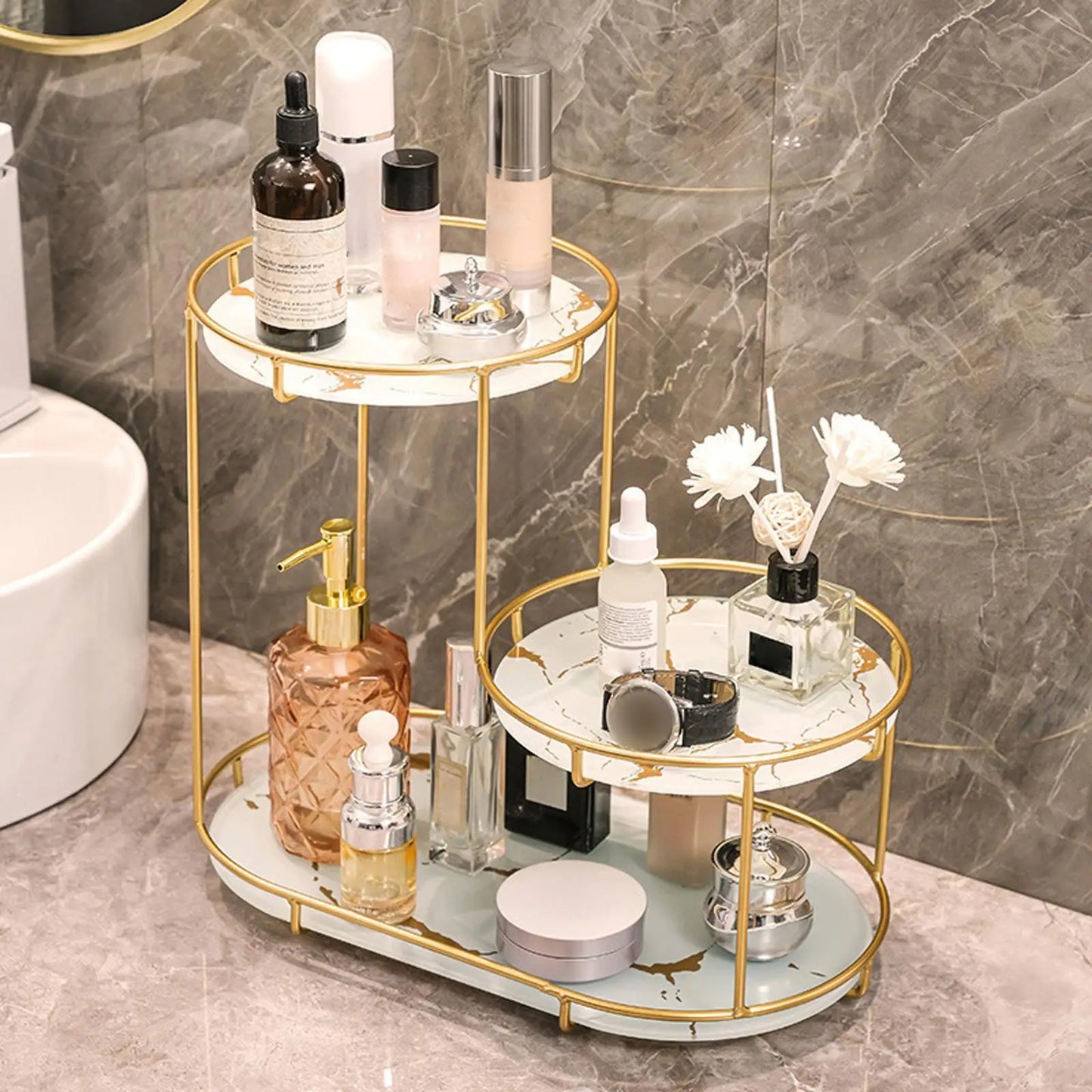 Cosmetic Decorative Tray three tier Perfume Organiser for Bathroom Decor