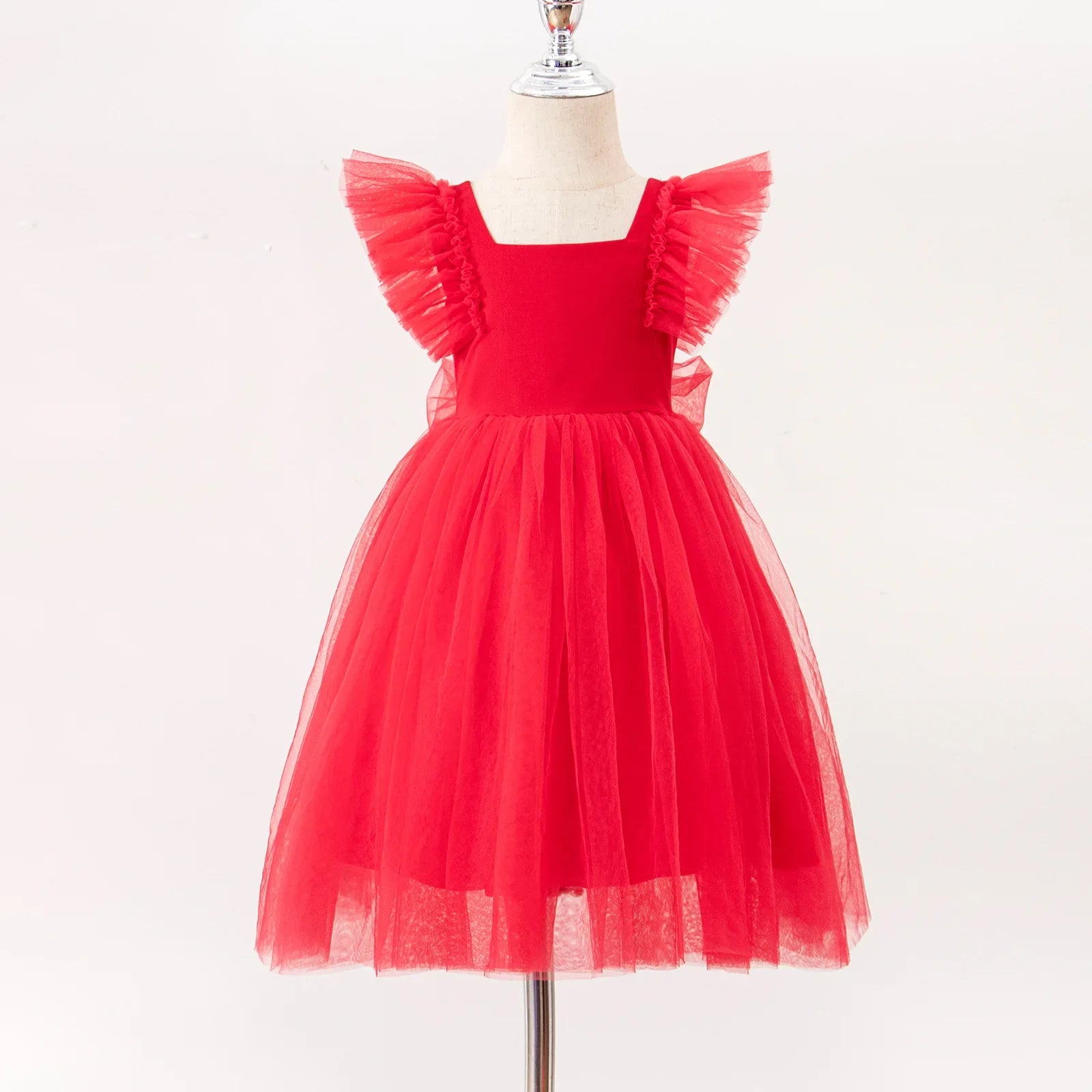 New Little Girls Party Dress for Princess Dress Solid Child Clothes Flower Girl Birthday Princess Dress for Kids