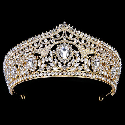 Efily Gold Color Wedding Tiaras and Crowns for Pearl Rhinestone Headband Bride Headpiece Jewelry