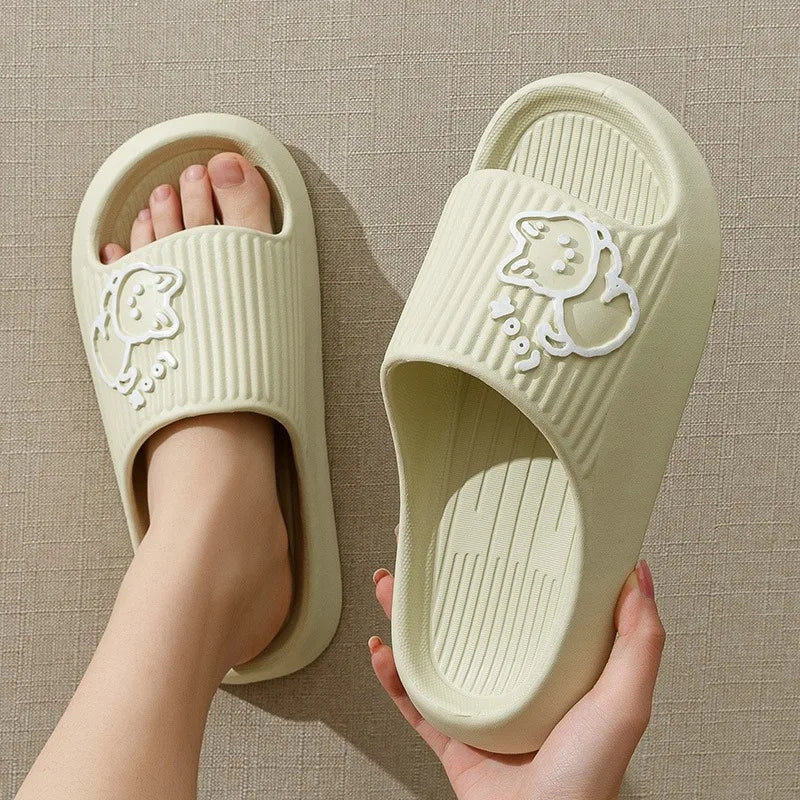 Summer Slippers Bathroom Platform Non-Slip Home Bear Cartoon Flip Flops Beach  Sandals Slides Indoor Outdoor