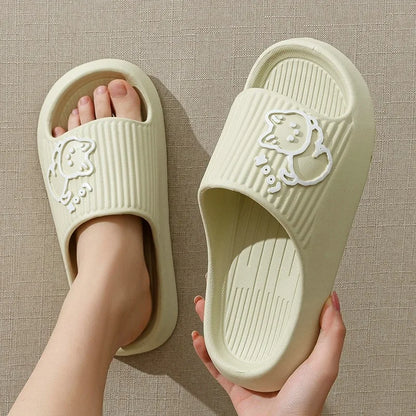 Summer Slippers Bathroom Platform Non-Slip Home Bear Cartoon Flip Flops Beach  Sandals Slides Indoor Outdoor