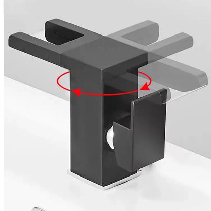 Luxury LED Black Basin Faucet Tall And Short Tap Bathroom Single Handle Cold and Hot Water Flow Produces Electricity