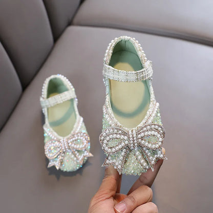 Kids Girls Sandals Fashion Sequins Rhinestone Bow Girls Princess Baby Girl Shoes Children Flat Sandals Size 21-36