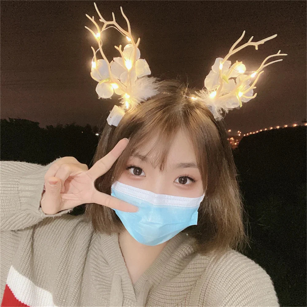 Christmas LED Light Antler Headband Cute  Christmas Party Atmosphere Decoration