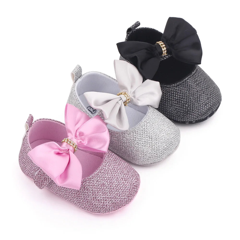 Spring Autumn Beautiful Baby Girl Princess Shoes Soft Soled Butterfly Bowknot Fashion Design Solid Newborn Prewalker Shoes