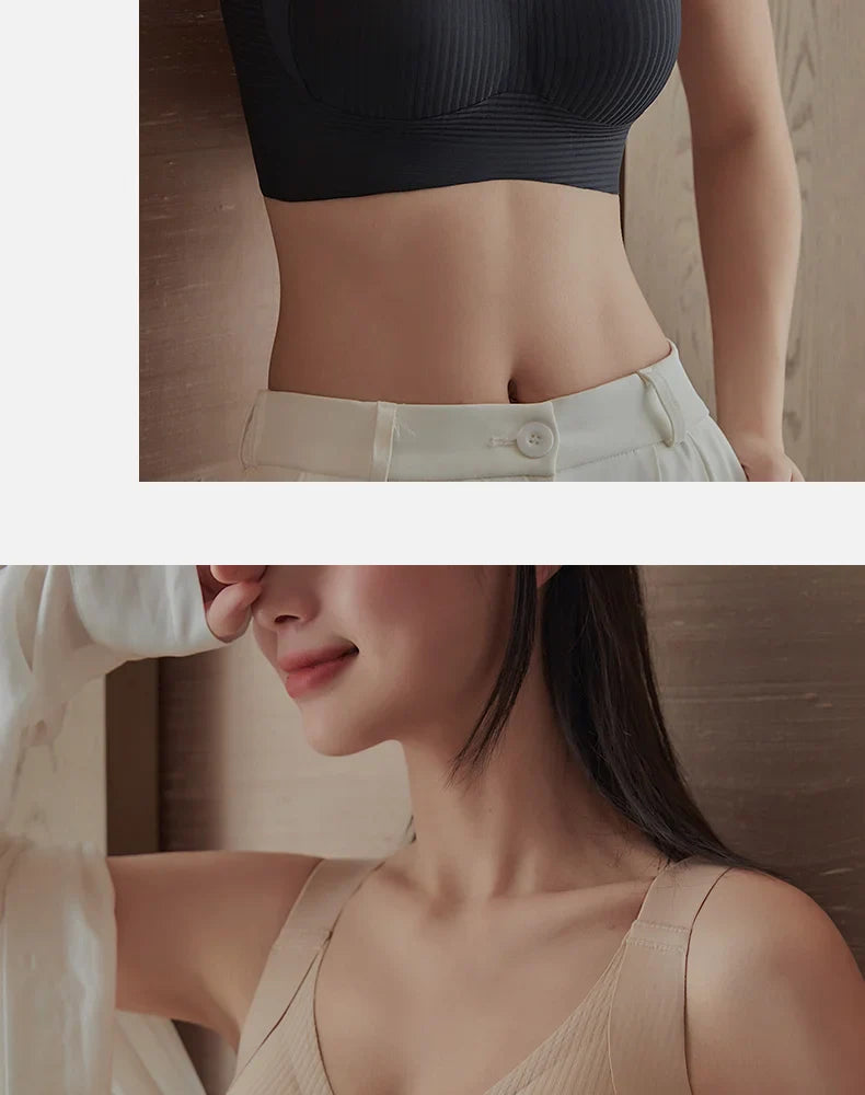 Women's Seamless Underwear Thin with Removable Pads Comfortable Wireless Adjustable Bra Tops Pull-up Anti-sagging Bra