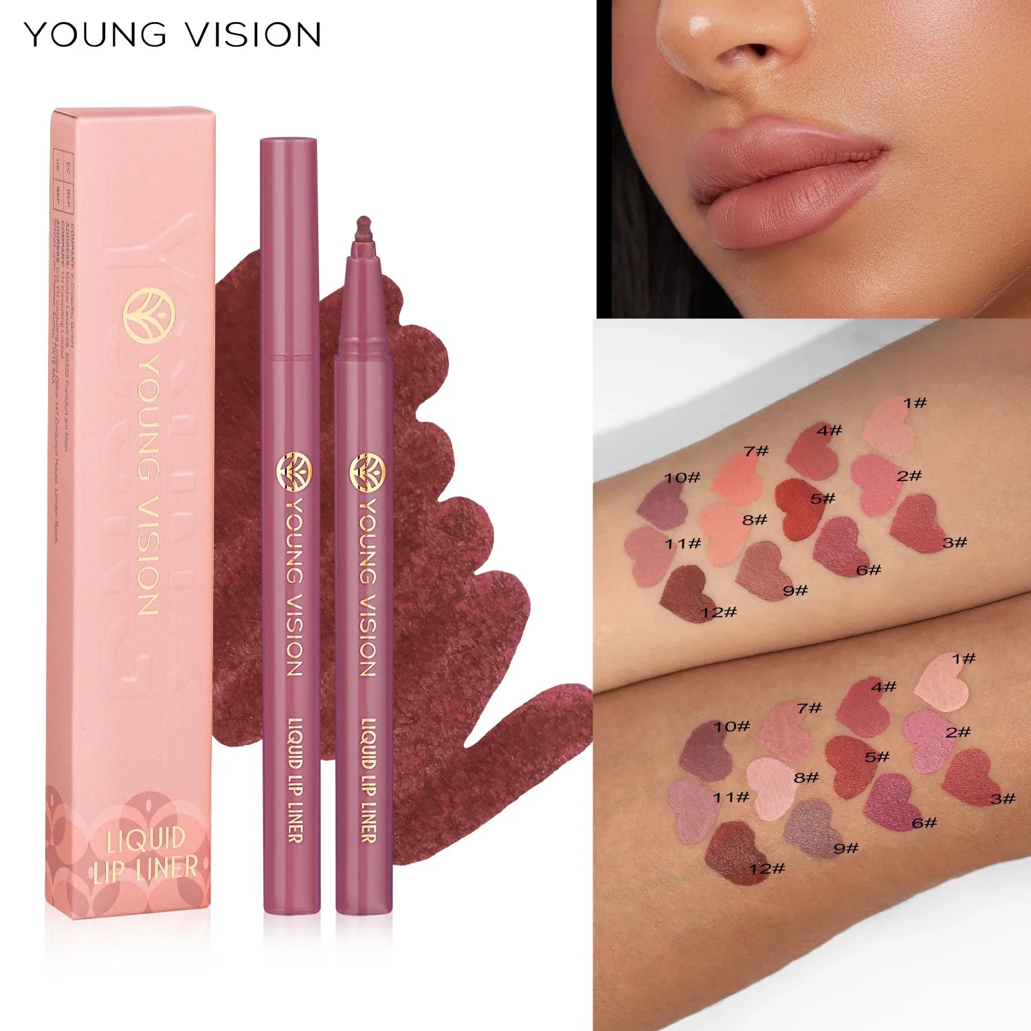 12 color matte liquid lipliner sponge gourd head fog surface bare color waterproof lip glaze red pen