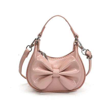 Kids Girls Cute Bowknot Handbag Fashion Crossbody Bag Detachable Strap Mini Shoulder Bag for Children Stylish Purse