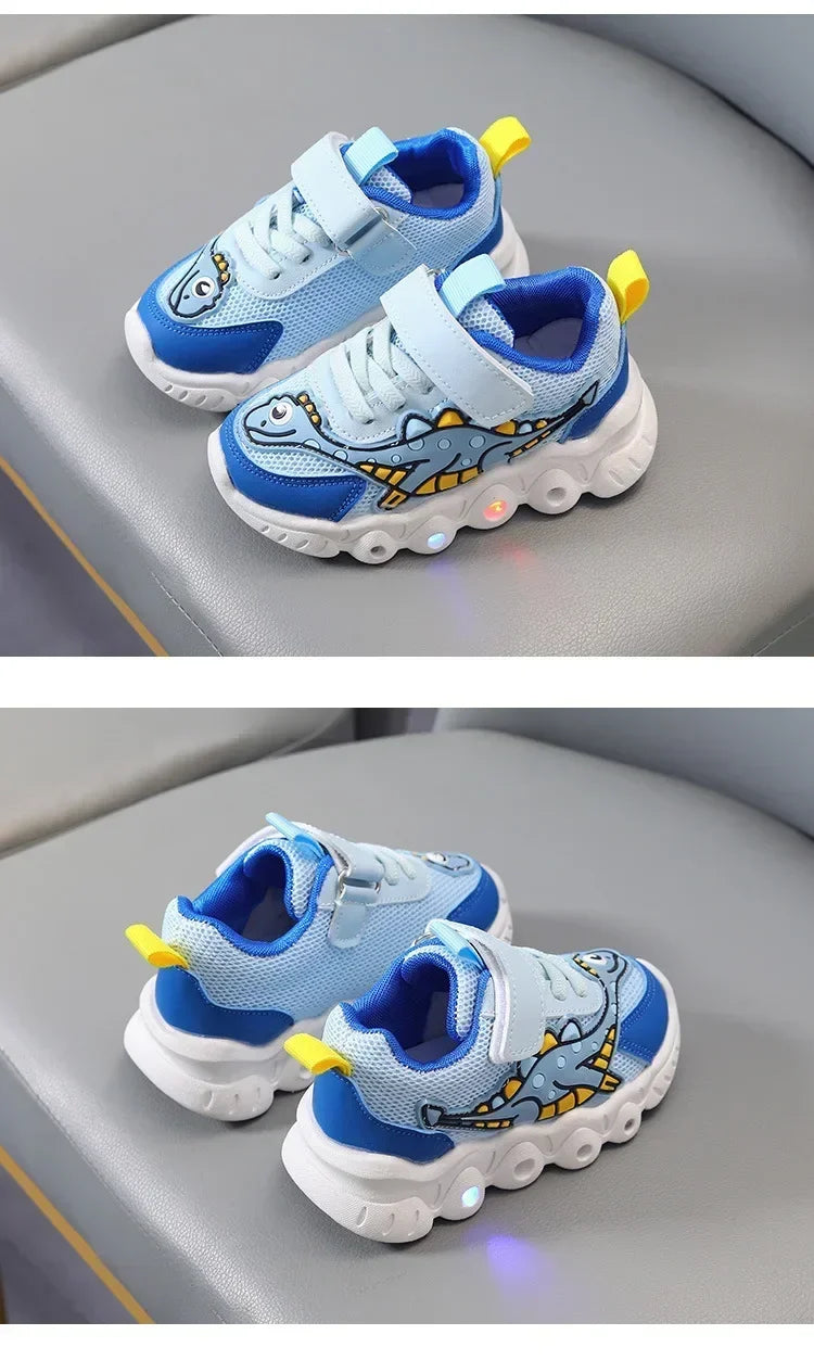 Children Cute Cartoon Boys Casual Sneaker for Children Shoes Girl Mesh Breathable Lighting Shoes Baby Illuminated Shoe