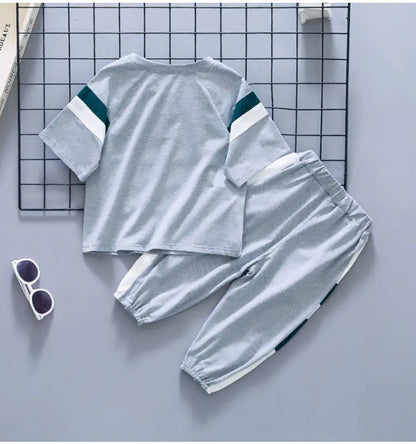 New Children's Cool Loose Fit Sportswear Korean Edition Baby Short Sleeve T-shirt 2 Pieces