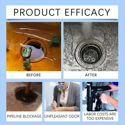 Anti-Clog Drain Pipe Cleaner Fast-Acting Hair & Grease Dissolver Safe for Pipes Kitchen Bathroom Septic, Toilet Bowl Cleaner