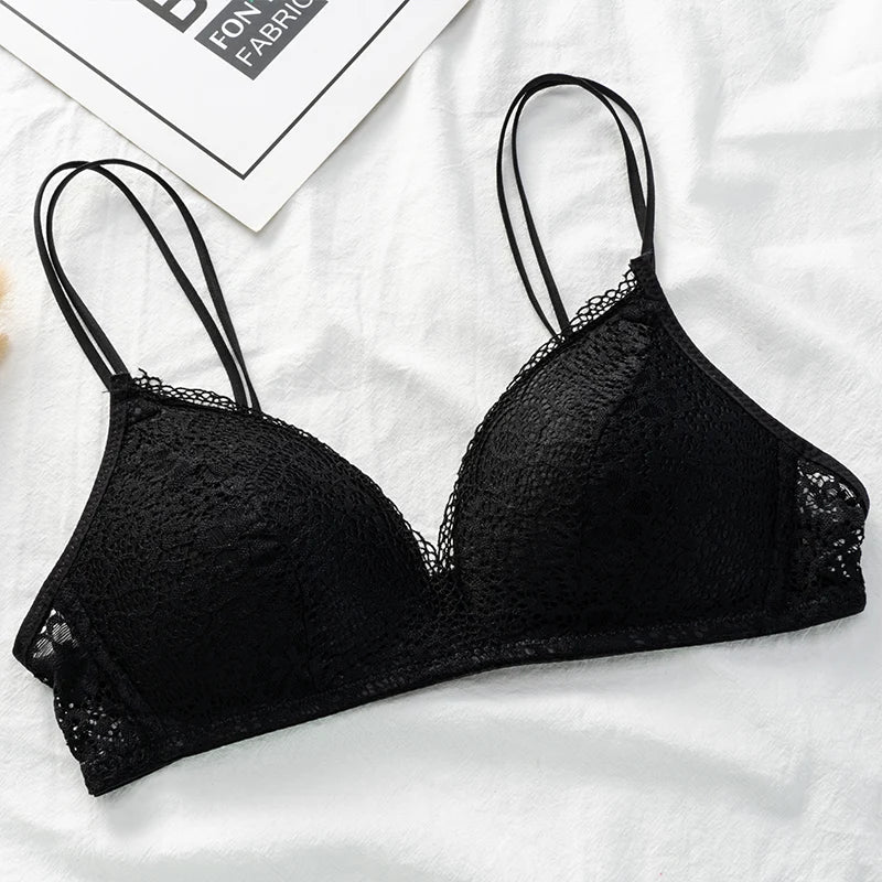 Women Bra Sexy Lace Bralette Floral Wireless Bra Female Comfortable Underwear Soft Solid Color Adjusted-straps Lingerie