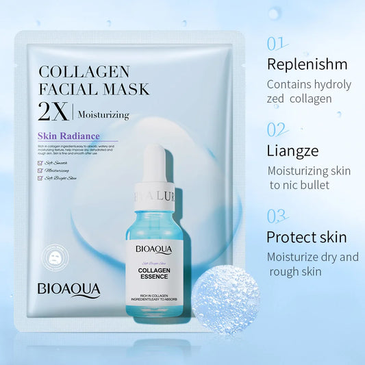 BIOAQUA Centella Collagen Face Mask Moisturizing Refreshing Sheet Masks Hyaluronic Acid Facial Mask Skin Care Products