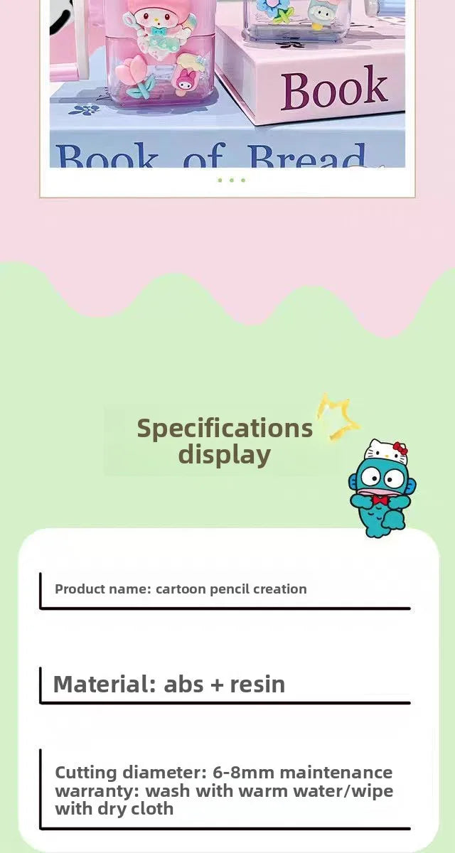 Kuromi cartoon pencil sharpener, children's hand-crank pencil sharpener, cute cartoon pencil sharpener, student stationery gift