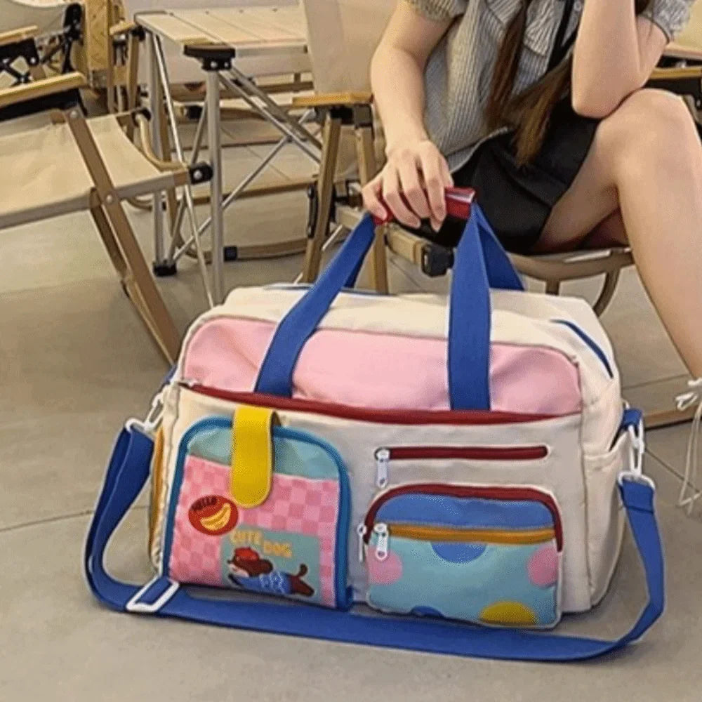Large Capacity Dopamine Travel Bag Multiple Pockets Dedicated Shoe Compartment Travel Duffle Bag Colorful Water-resistant