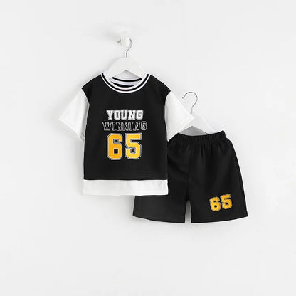 Boys Clothes Sets Summer Breathable Tracksuit Fashion Children's Sports Two Piece Set T-shirt + Shorts Suits