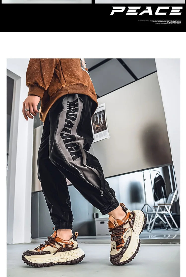 New Thick Soled Height Increasing Men's Casual Shoes 2025 Spring Color Blocked Comfortable Fashion Trend Low Cut Chunky sneakers   (Available)