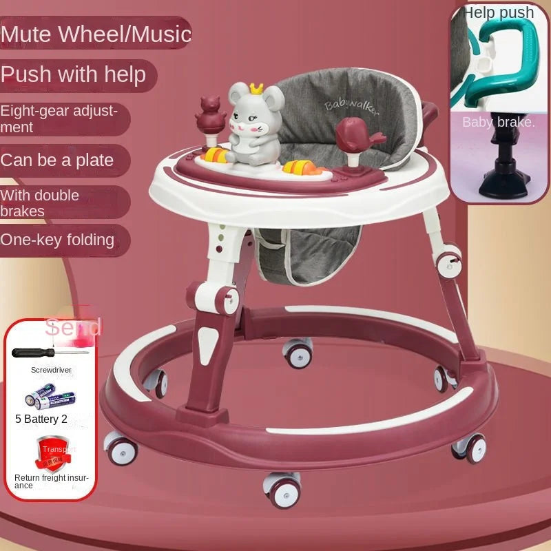 Lazychild Baby Walker 8-gear Adjustable Multi-function Anti-O-leg Anti-rollover Folding Baby Starting Car 5-18 Months Hot New