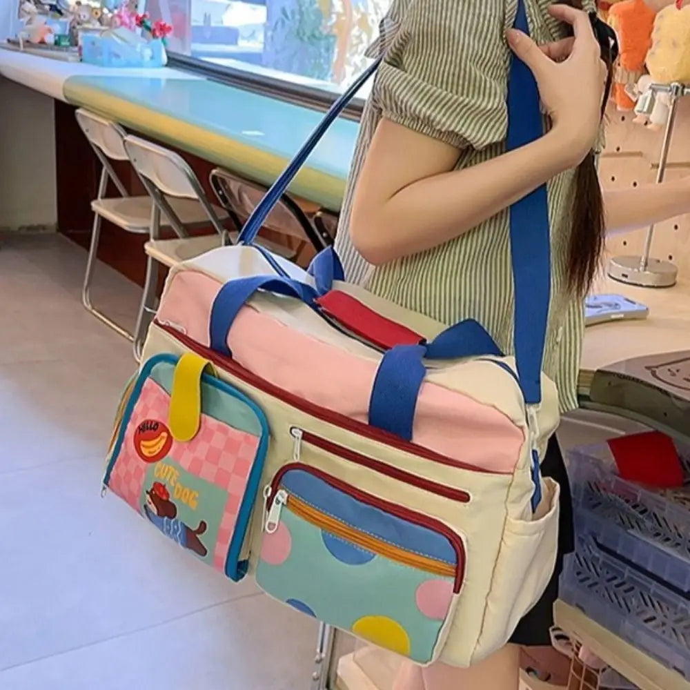 Large Capacity Dopamine Travel Bag Multiple Pockets Dedicated Shoe Compartment Travel Duffle Bag Colorful Water-resistant
