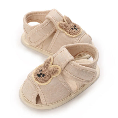 Summer Baby Walking Shoes Baby Shoes Male Sandals Female Cute Cartoon Breathable Shoes Soft Sole Non slip Shoes Headband