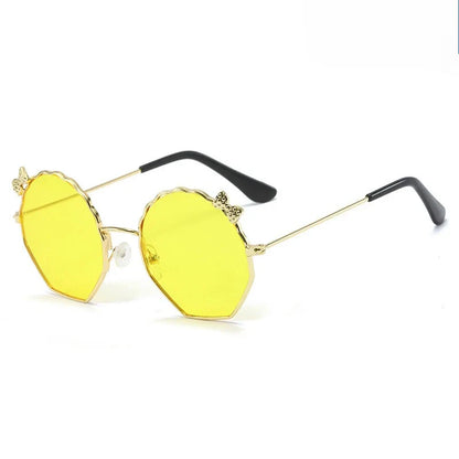 Summer Fashion Kids Sunglasses Trendy Bowknot Metal Frame Sun Glasses for Boys Girls Outdoor Anti UV Eyewear UV400