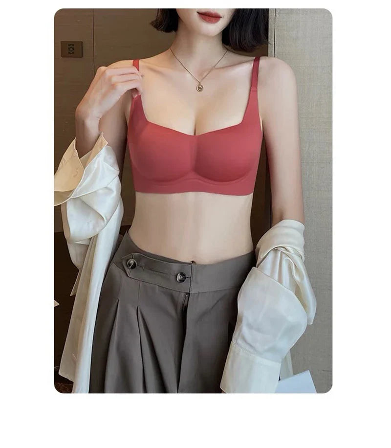 Wireless Push Up Bra for Women Soft Comfortable Anti-Sagging Upper  Support Gathering Lingerie Small Breasts ABC Cup Underwear
