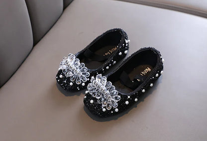 Kids Girl Shoes New Girls Princess Shoes Fashion Children Sequins Bling Bow Shoe Kid Rhinestone Non-slip Flat Shoe