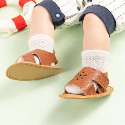 Baby Girl Summer PU Sandals Anti-slip Soft Sole Open-Toe Flower Hollow Shoes for Outdoor, School, Party