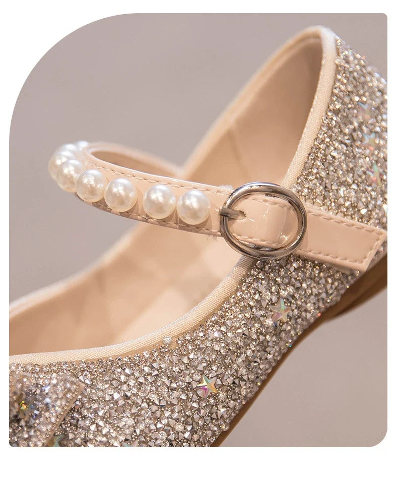 Girls Princess Shoe Soft Sole Ballet Dance Shoes Water Diamond Small Leather Shoes Mary Jane Shoes