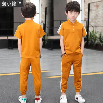 New Summer Boys Clothing Sets Children T-shirt Short Sleeve +Pants Set Two Pieces Set Kids Baby Boys Clothes 6 8 10 Years Old