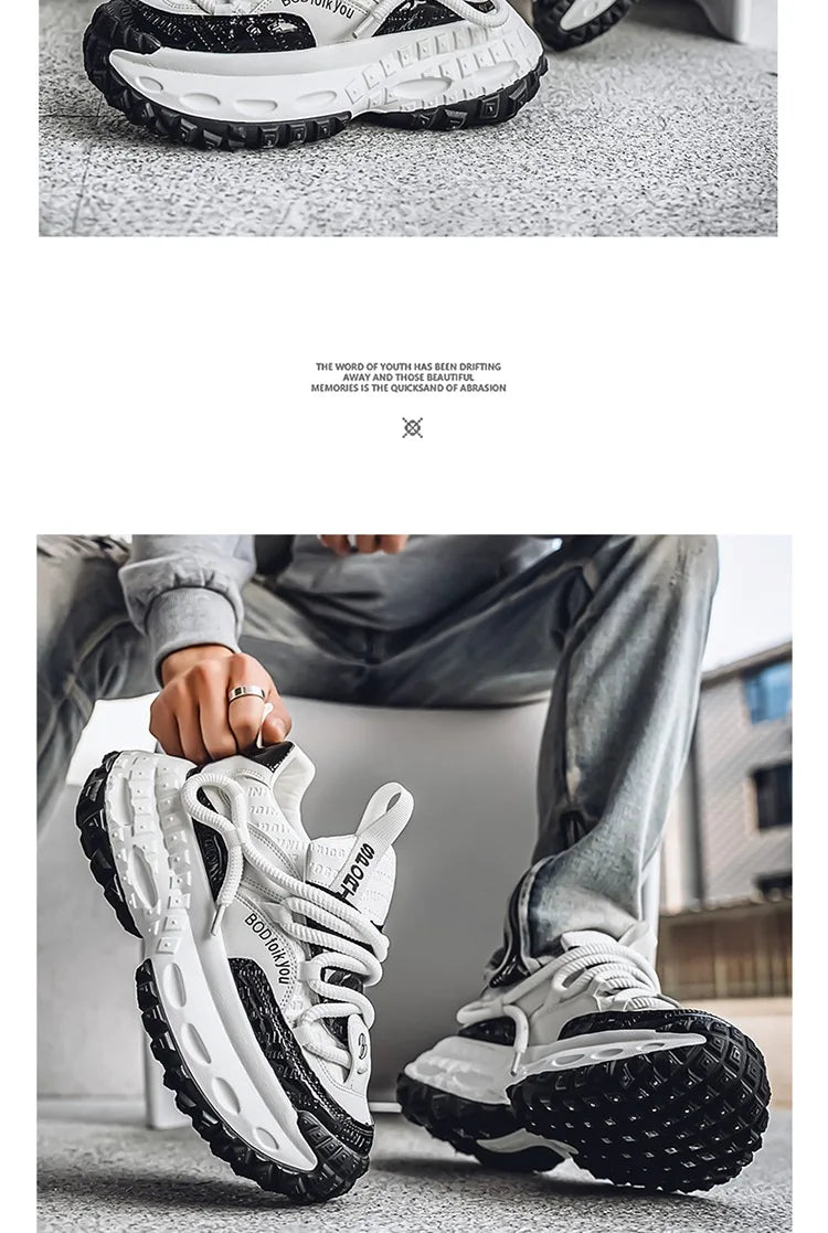 New Thick Soled Height Increasing Men's Casual Shoes 2025 Spring Color Blocked Comfortable Fashion Trend Low Cut Chunky sneakers   (Available)