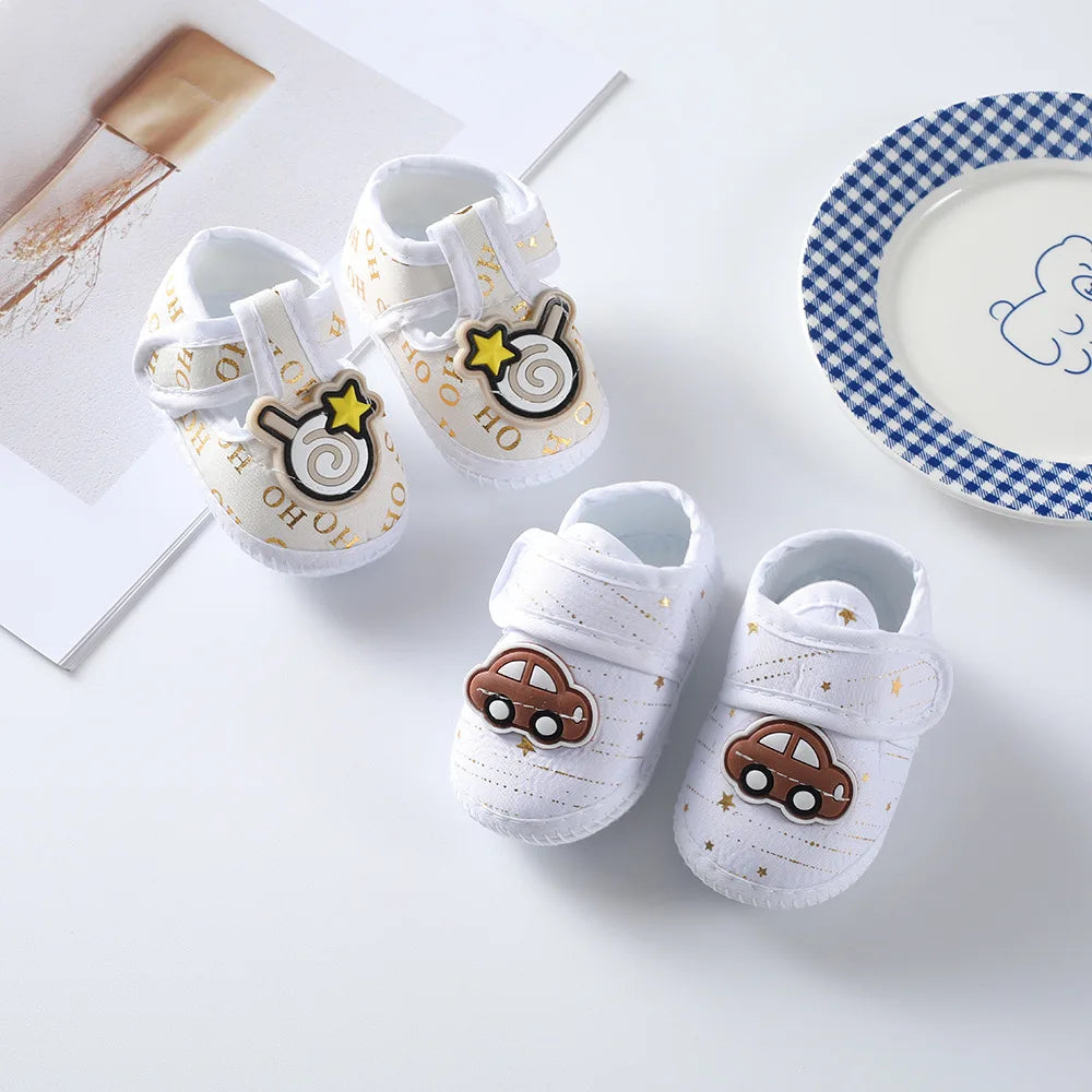 Newborn Baby Boy Girls Shoes Spring Autumn Lovely Floral Embroidery Anti-Slip Sneaker Crib Shoes Soft Cotton Cute First Walkers