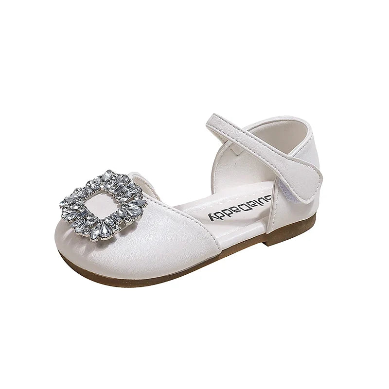 Fashion Causal Kids Party Dress Sandals Rhinestone Children's Ballet Flat Sandals Hook Loop