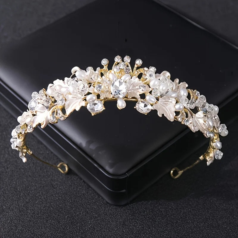 Gold Crystal Tiaras And Crowns Headband Rhinestone Prom Diadem Crown Bridal Wedding Hair Accessories Jewelry Crown Tiara Gift