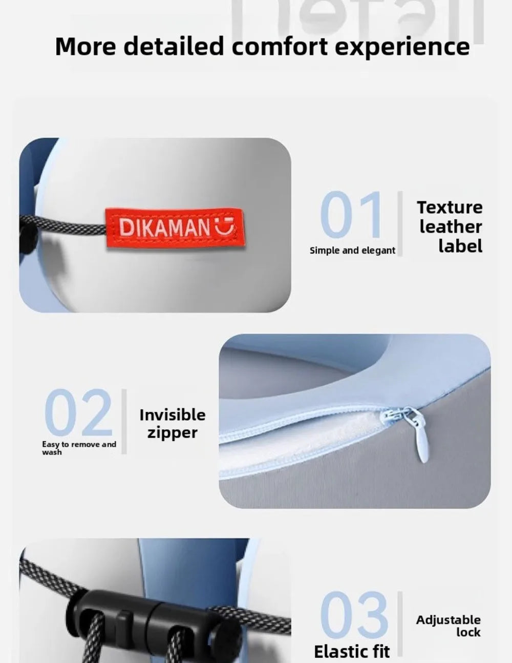 Portable U-shaped Pillow Double Hump Design Ergonomic Neck Pillow Press-inflatable Travel Pillow
