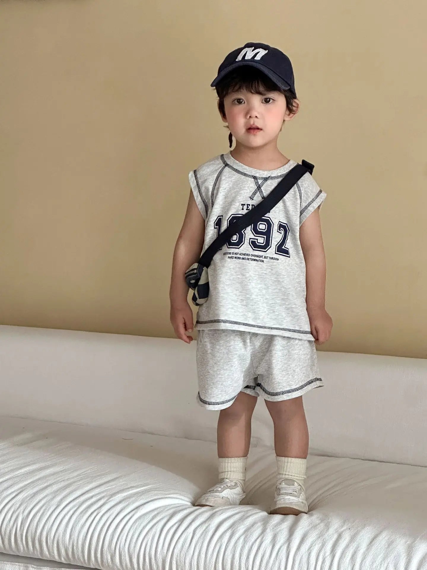 Summer New Children Short Sleeve Clothes Set Boys Letter Print T Shirts 2pcs Suit Girls Vest Dress Kids Brother Sisters Set