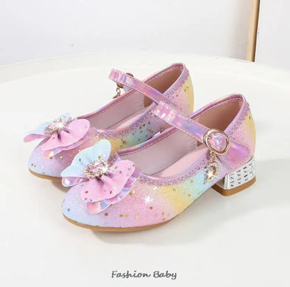 Princess Shoes Children Shoes Round-Toe Soft-Sole Big Girls High Heel Princess Crystal Party Shoes Single Shoes