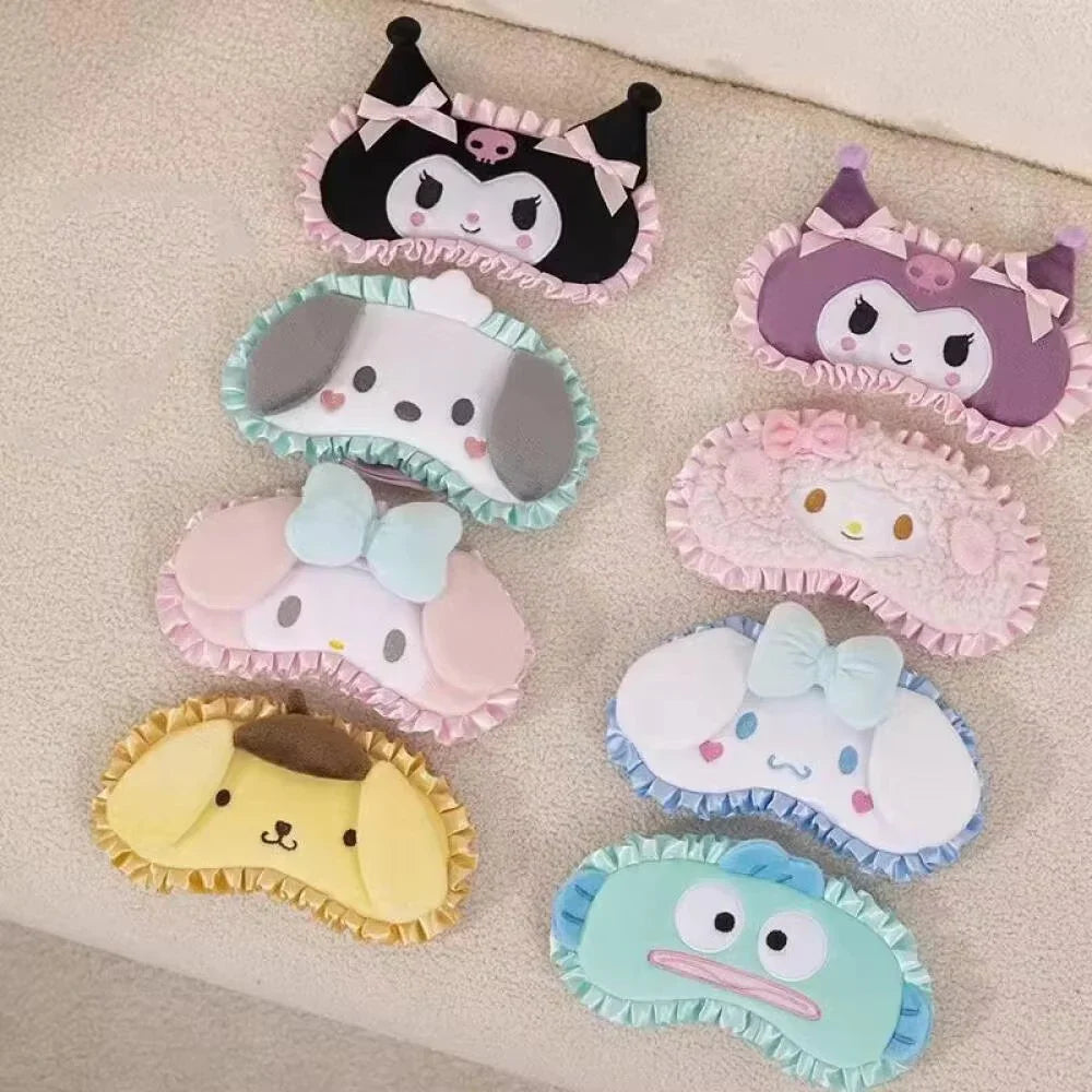 Sanrio Plush Eye Mask Kuromi Cinnamoroll Sleeping Blackout Blindfold Melody Anime Lunch Break Eyeshade Ladies Protection