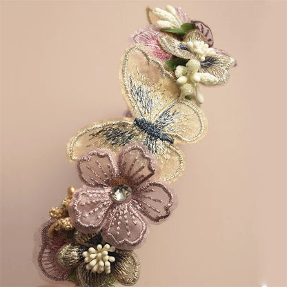 Advanced Handmade Flower Girls Headbands Cute Pearl Feather Wedding Crown Princess Dance Party Headwear Fashion Hoop Accessories