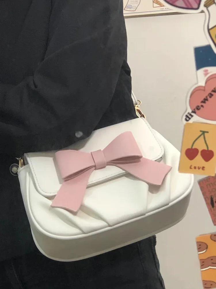 Beautiful Women Bag Bow Small Round Bag Pleated Cloud Bag Soft Versatile Shoulder Messenger Bags
