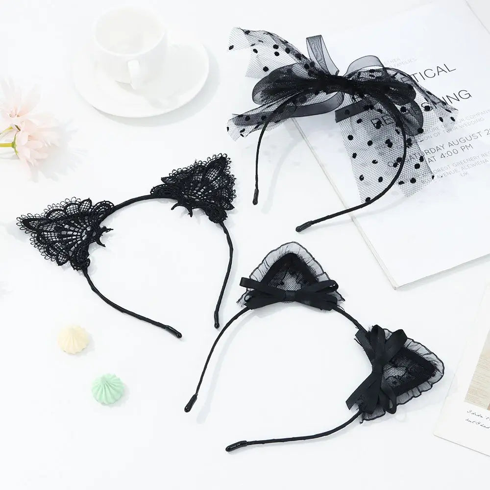 Cute Lace Cat Ears Headband Fancy Dress Hairband Women Girls Cosplay Headwear Masquerade Anime Costume Party