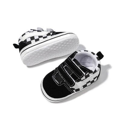 Baby Boy Girl Shoes Canvas Sneakers Non-slip Rubber Sole Plaid Streaks First Walkers Infant Baby Unisex Casual Shoes