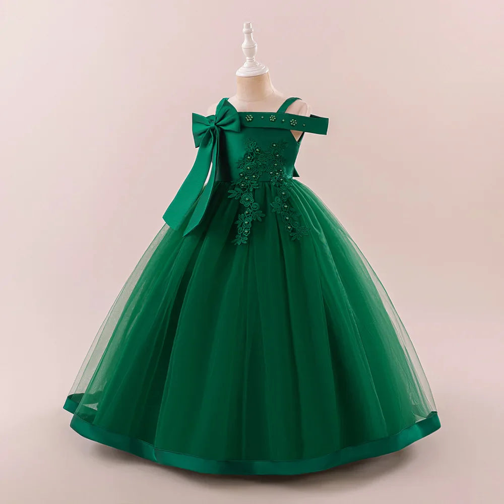 Fashion Bridesmaids Party Girls Dresses Elegant Flower Wedding Princess Dress for Girl Birthday Evening Prom Christmas Costumes