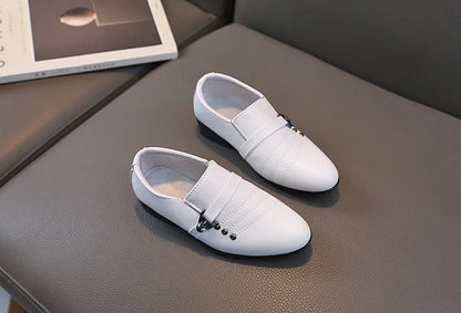 New Kids Shoes for Boys Performance Mary Jane Shoes for Fashion Party Wedding Shows Children Black Slip-on Loafers Leather Shoes